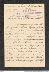 k.k. naturhistorisches Hofmuseum, Intendanzakten 1885-1896 (Hauer), Aktenzahl Z.125.a/1891, Seite 1